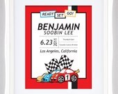 Red Race Car Birth Art Keepsake 8x10, Custom, Printable Il_170x135