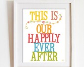 happily ever after wall art print room decor wedding anniversary gift housewares love quote wall hanging