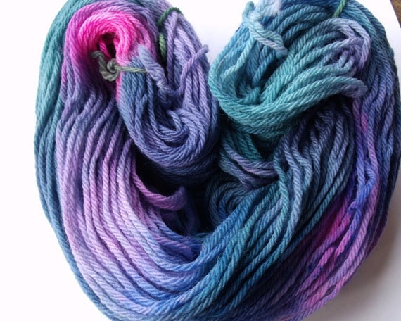 OOAK Hand Painted Merino Worsted Weight Yarn in Hot Pink Surprise