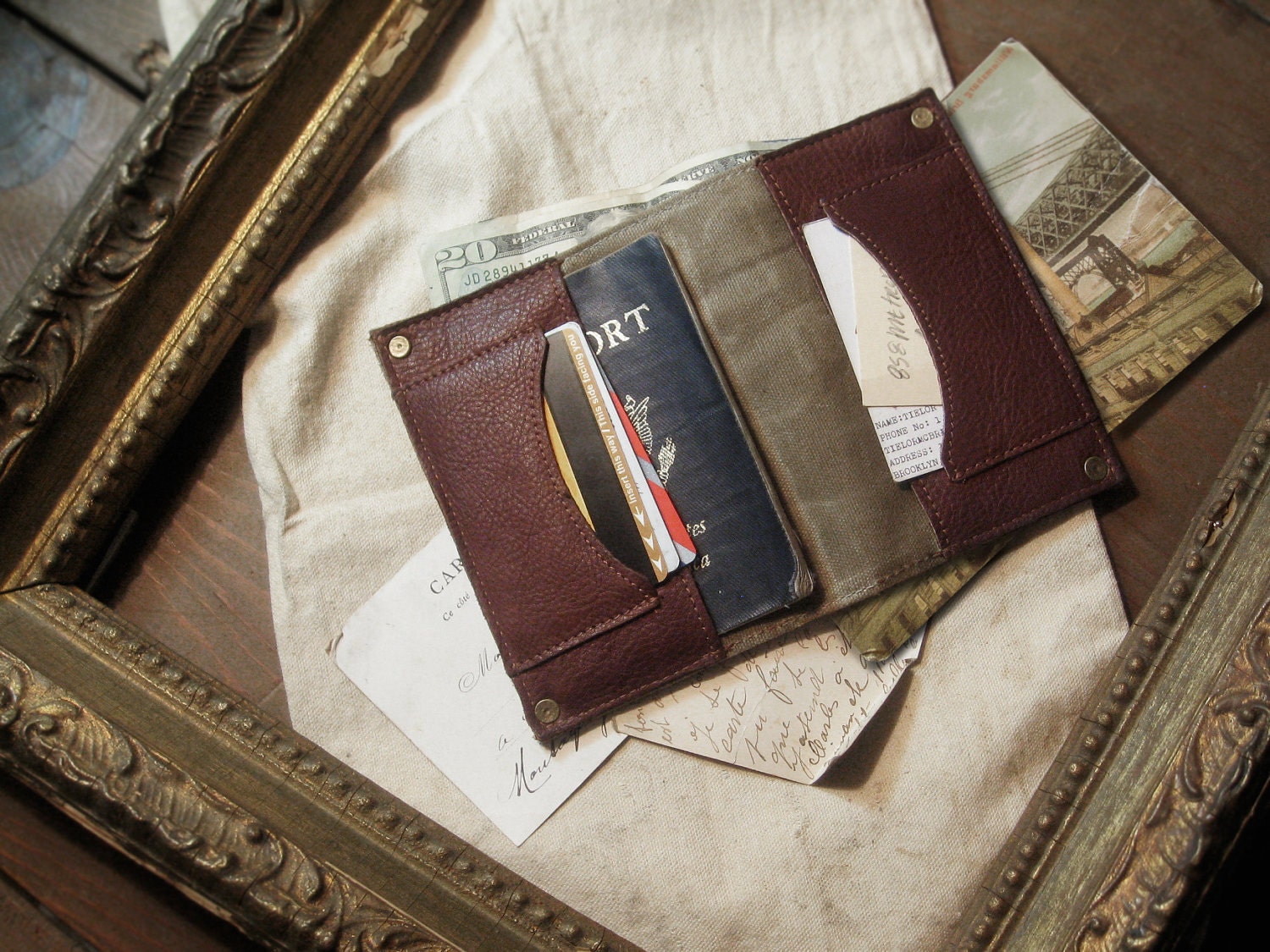Passport Wallet - Leather & Canvas