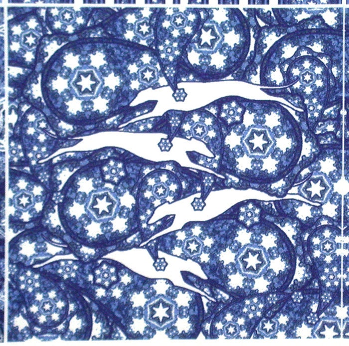 Quilt Charm Squares 8 Blue Paisley Stripe Greyhound fabric designs