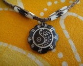 African Beaded Tribal Lightning Bolt Yin Yang Hemp Necklace