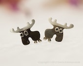 MOOSE Stud Earrings Sterling Silver Mini Zoo series - karramba