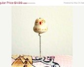 GREEN Sleeping Owl -  Decorated Multi use Straight Pin, needle - For Pincushions, Coark Board and Wall
