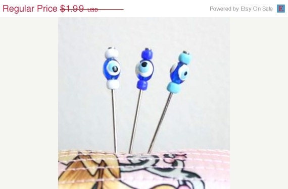 3 pcs Evil Eye Decorated Multi use Straight Pins, needles