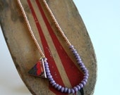 Recycled Skateboard  Necklace Triangle Cyclops Collection-Copper and Lavender