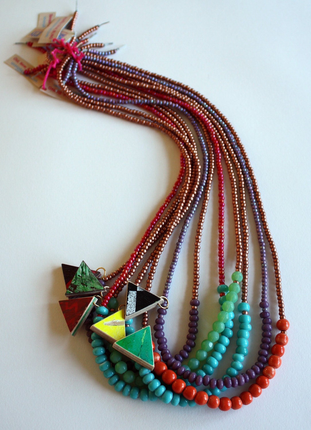 Recycled Skateboard  Necklace Triangle Cyclops Collection-Lavender and Lavender