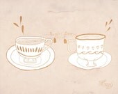 Tea For Two - 8 x 10 Illustration Print