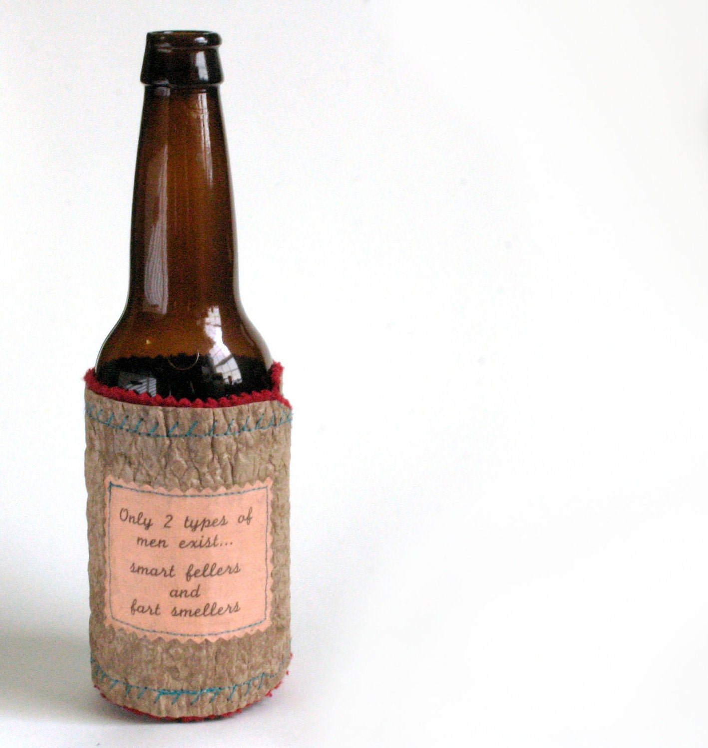 Two types of men Bottle Coozy made from Recycled Plastic Bags
