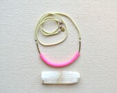 The Future Fever Series- Neon Pink Vintage Sequins and Pale Green Czech Glass