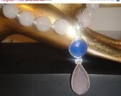ON SALE For the Love of Real Gemstones                  (Rose Quartz and Chalcedony Necklace)