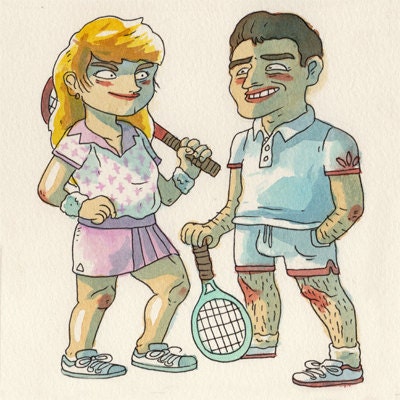 Evert and Lendl Top Players' Tennis - original NES illustration