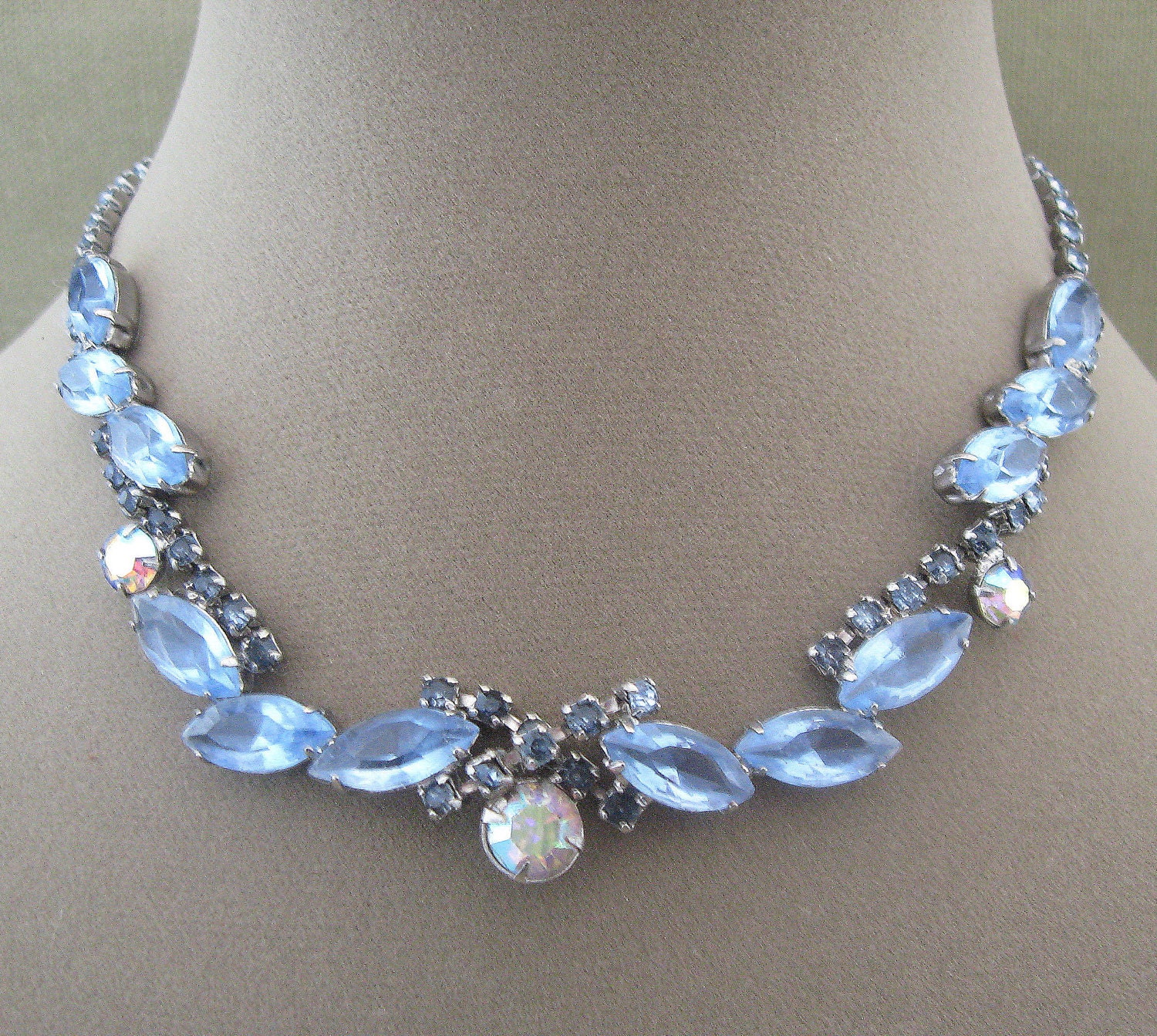 Juliana D & E Blue Rhinestone Vintage Necklace