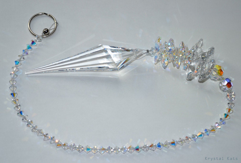 22" Long Huge Amazing Sarovski Crystal Beaded 100mm Cone Suncatcher with 68 Beads and 4" Cone Crystal
