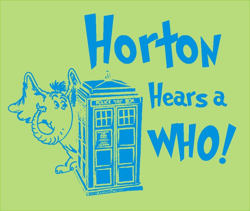 Horton Hears a Who parody Dr. Seuss, Dr. Who hand printed t-shirt