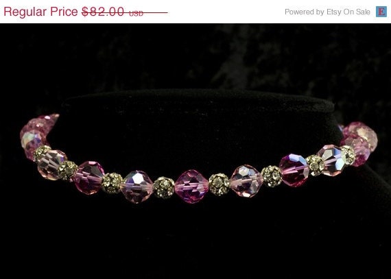 Vendome Vintage Deep Pink Crystal and Rhinestone Necklace