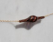 Amethyst Purple Tube Glass with Gold and Black Stripes Necklace - Made from Hand Blown Glass Beads