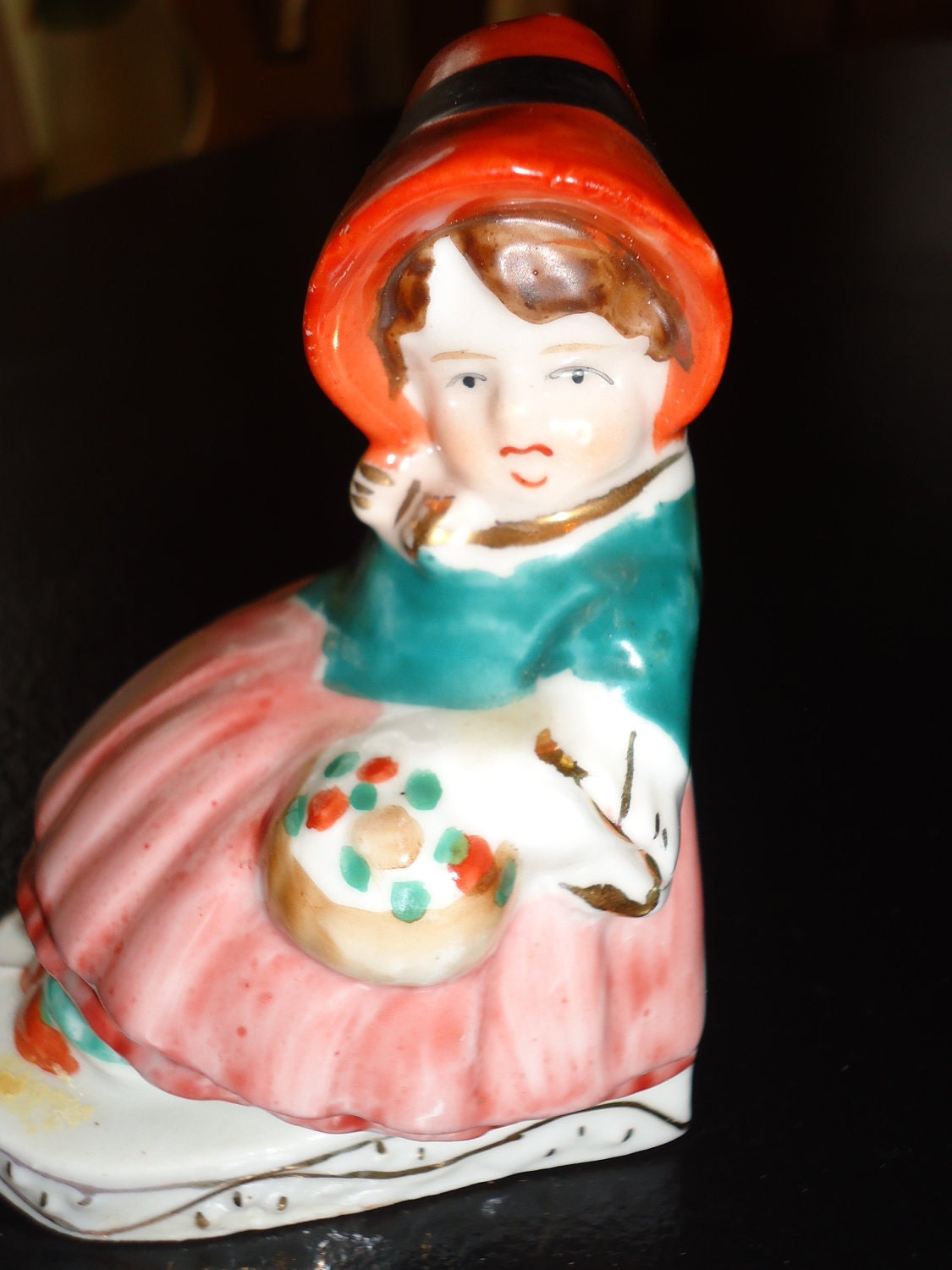 Occupied Japan Figurine  - Girl with Flowers