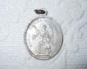 Vintage religious medal Polish Virgin Mary Poland guardian angel