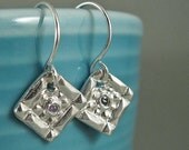 Little Window Tanzanite Earrings in Fine Silver