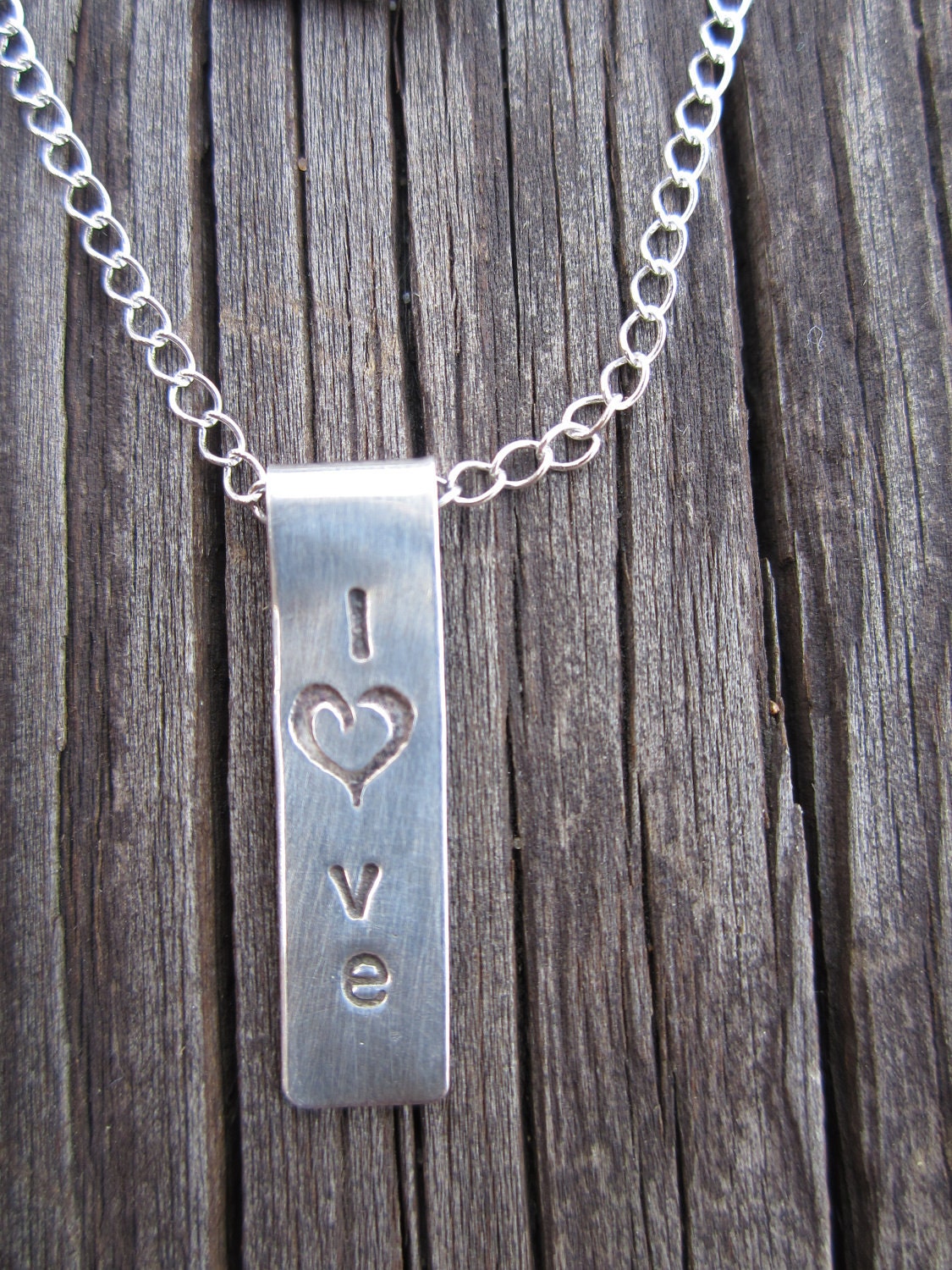 l o v e Necklace - Custom Handstamped Sterling Silver Pendant and 18 inch Chain