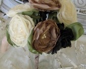 Fabric Flower Bouquet with Green Leaves Custom Order any color  by My Broken Art on Etsy