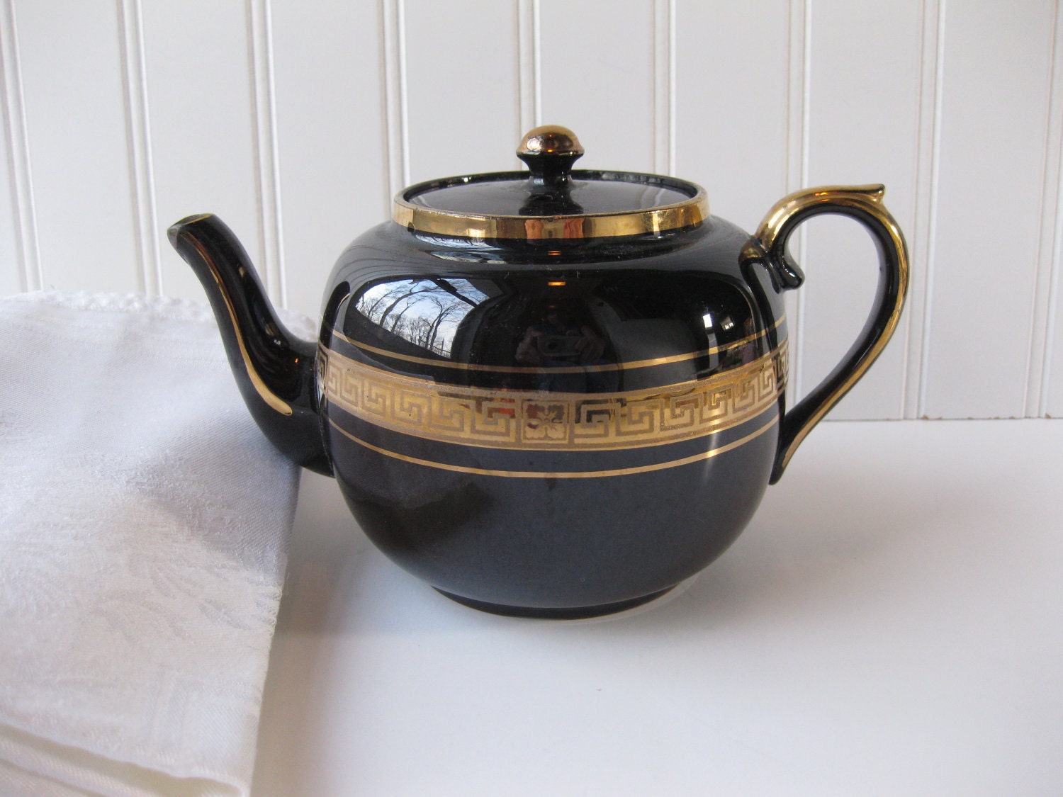 Vintage Gibsons English Black and Gold Teapot