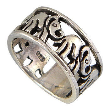 Elephant Sterling Silver Unisex Ring Fit the Finger from Teen to Adult