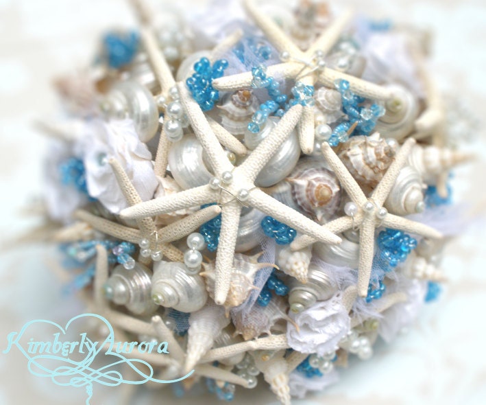 Made to Order Custom Details Bridal Bouquet and Bridesmaids of Shells (White Starfish Style). FULL PAYMENT