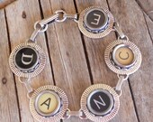 Typewriter Key Bracelet Jewelry , DANCE,  Retro, Recycyled, Reclaimed, Vintage - Custom Orders Welcome