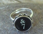 Recycled Jewelry, Vintage Typewriter Key Jewelry, Ring, Lucky Seven