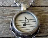 Music Pendant Necklace, Typewriter Key Necklace Setting,  Vintage Musical Note, Classical Music