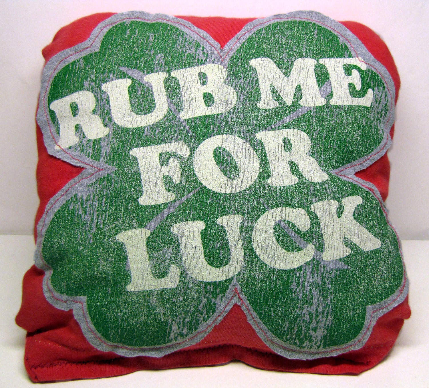 Rub Me for Luck-- Upcycled Safe Sex Pillow