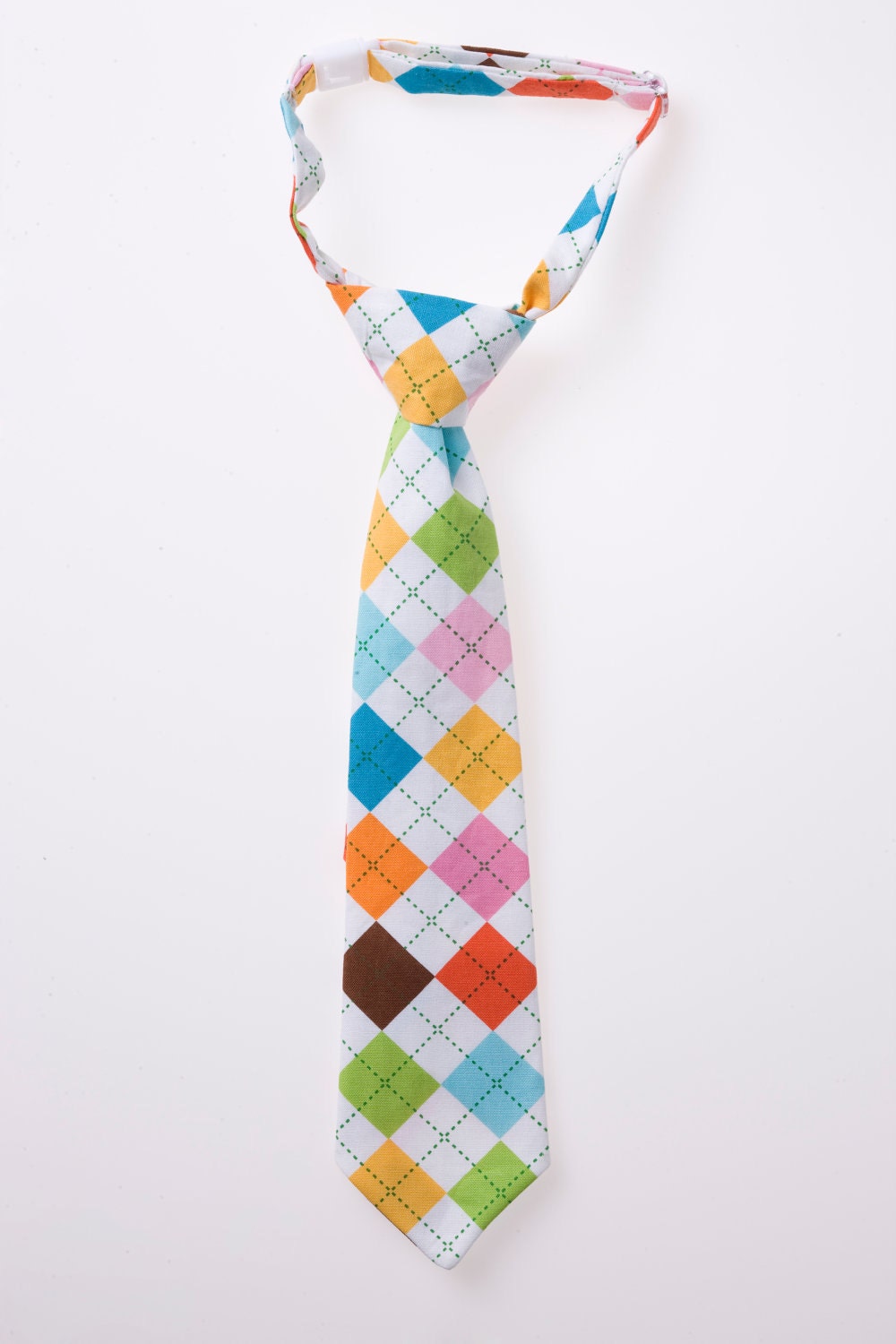 Boys Necktie - Multi-Colored Argyle - Sizes 6M - 9 years - Toddler Tie