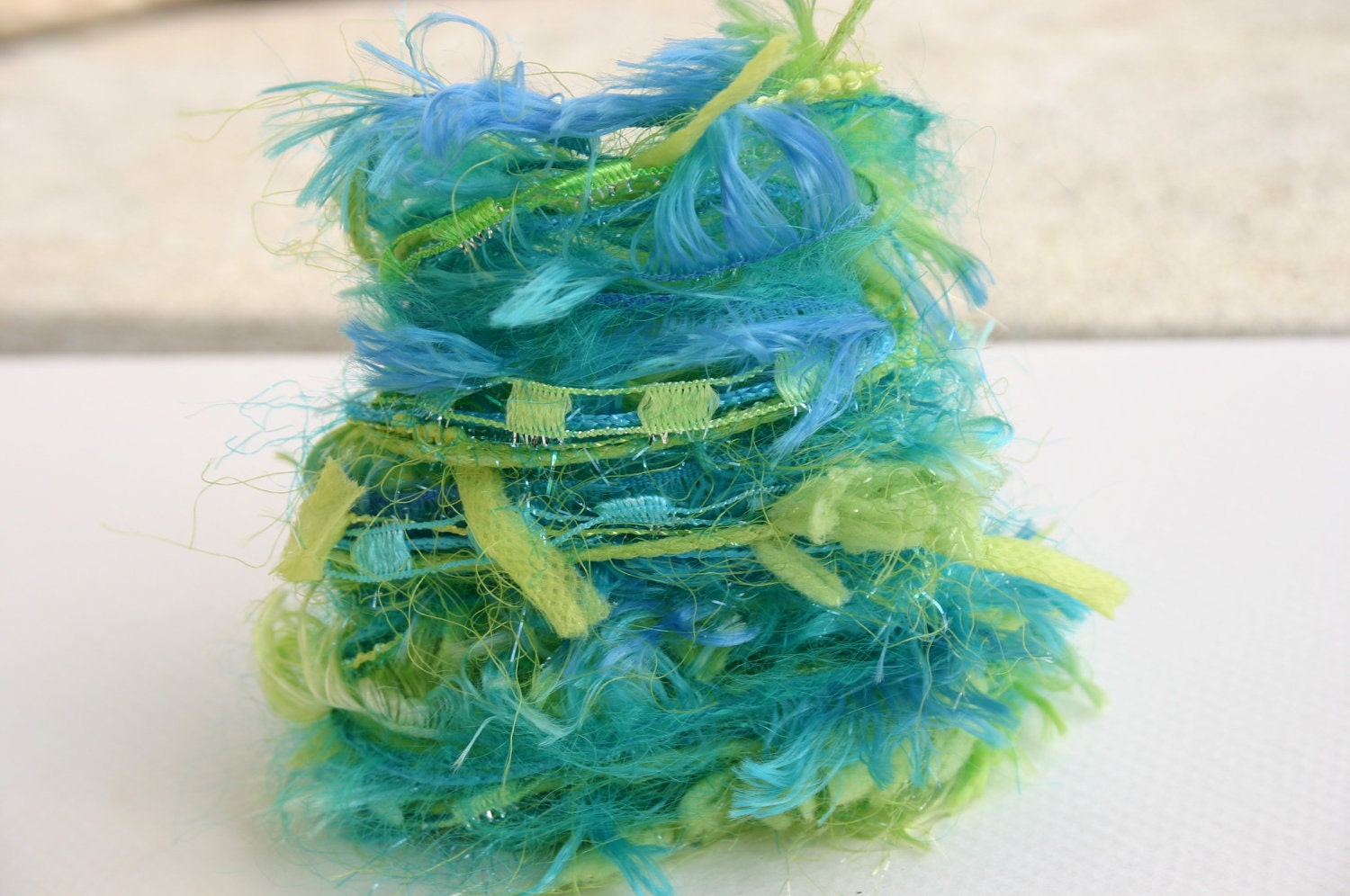 Elegant ocean shore specialty yarn fiber embellishment bundle