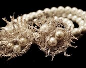 Charming Bridal three strand bracelet with Swarovski pearls