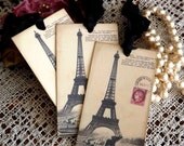 Handmade Eiffel Tower with ParisPostmark Gift Tags by avintageobsession on etsy