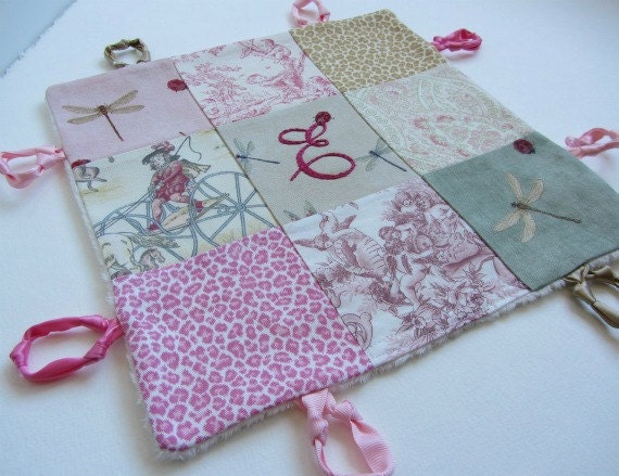 Baby Girl Blanket Lovey with Custom Hand Embroidery by Dolce Dreams