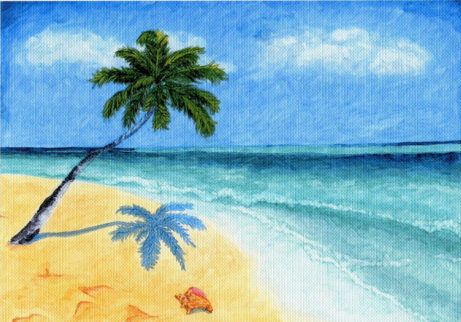 Beach Art Palm Tree Card, 5x7 Art Print