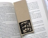 Basil bookmark, block print
