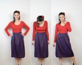 Red Black and Blue Striped Skirt Vintage Russ Medium Large