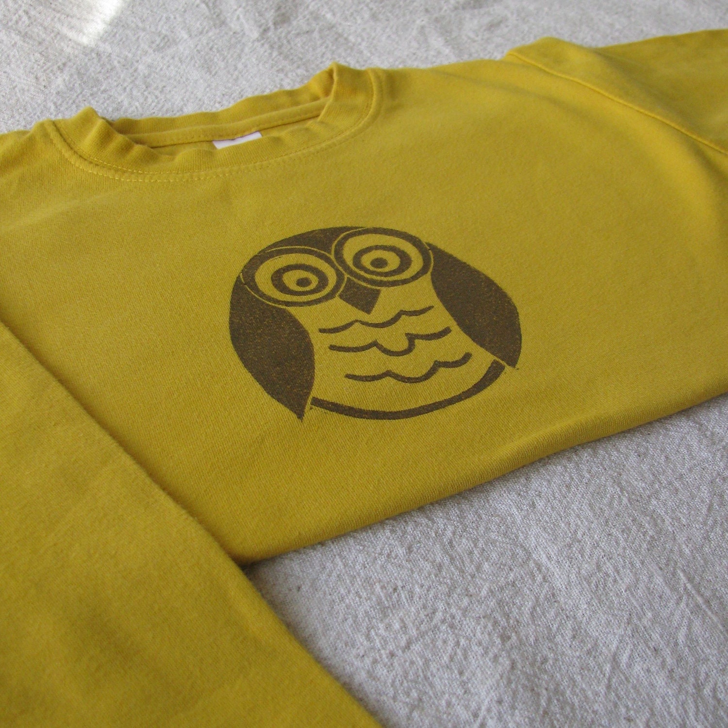 Toddler Owl Long Sleeve T-shirt, Hand-Dyed, Hand-Printed - 4T Size