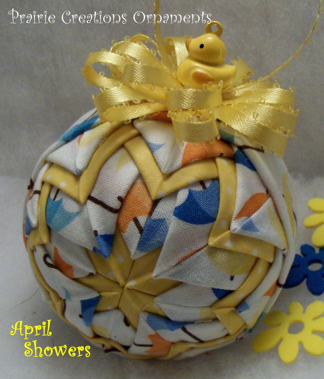 Quilted Ornament Spring Easter Duck Umbrellas - April Showers