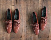1980s vintage leather corset oxfords 7.5