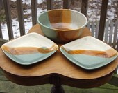 Large Serving Bowl and 2 Salad Dinner Plates, Pasta Serving-Set of 3