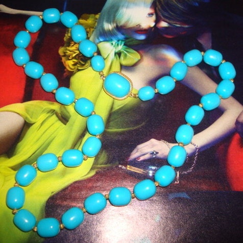 Nice Vintage Marvella Turquoise Blue Beaded Necklace