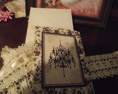 Note Cards With Picture Of Chandlier And Flower
