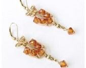 Earrings, Swarovski Crystal Gold Filled Earrings, Wirework Earrings - AnnynsTreasures Earrings, Swarovski Crystal Gold Filled Earrings, Wirework Earrings - AnnynsTreasures