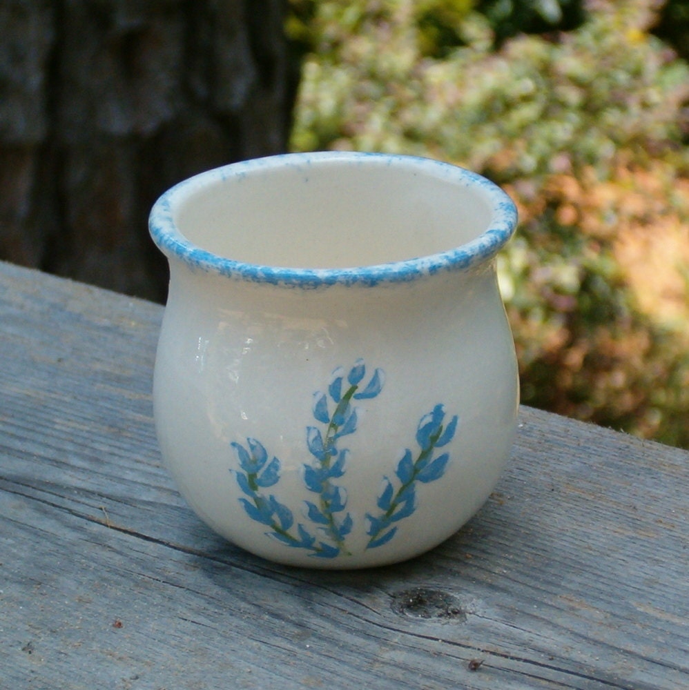 Ceramic Votive Holder or Shot Glass with Bluebonnets