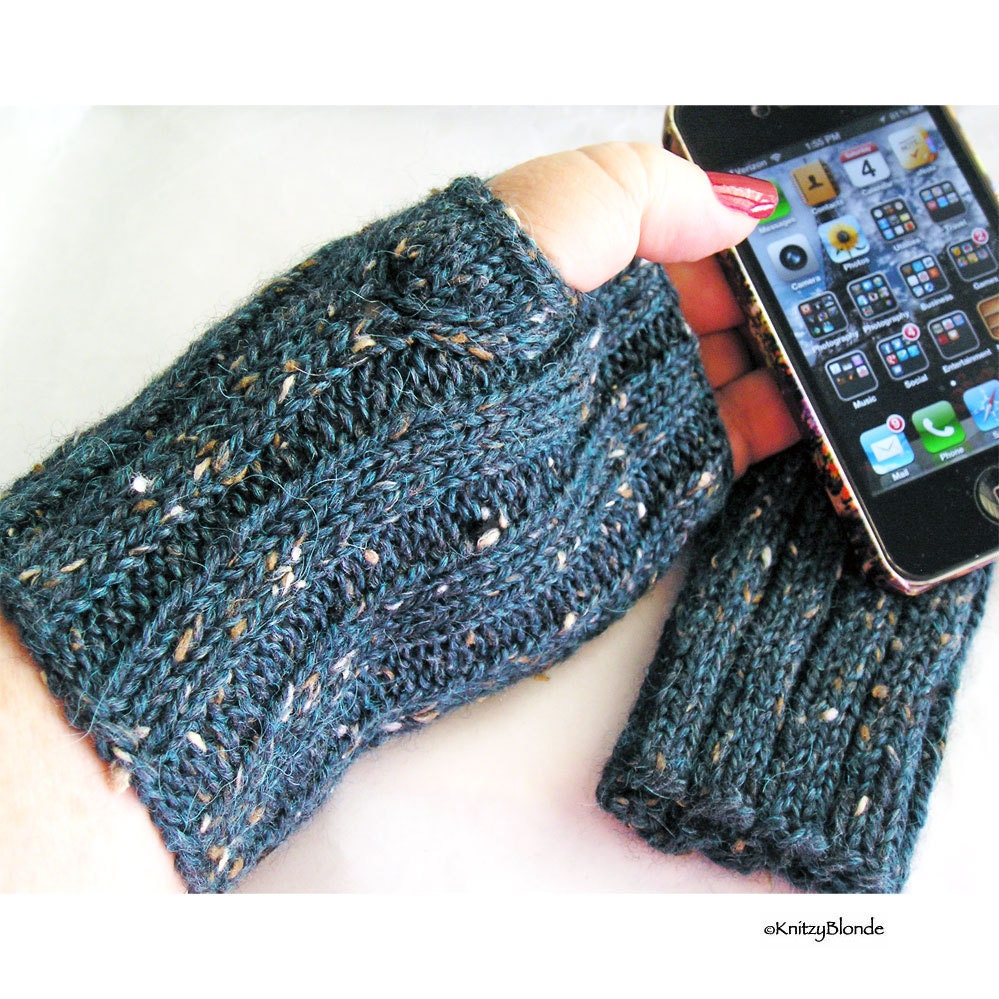 Custom Fingerless Gloves, Hand Knit, Tweed, Arm Hand Warmers - You Choose the Color